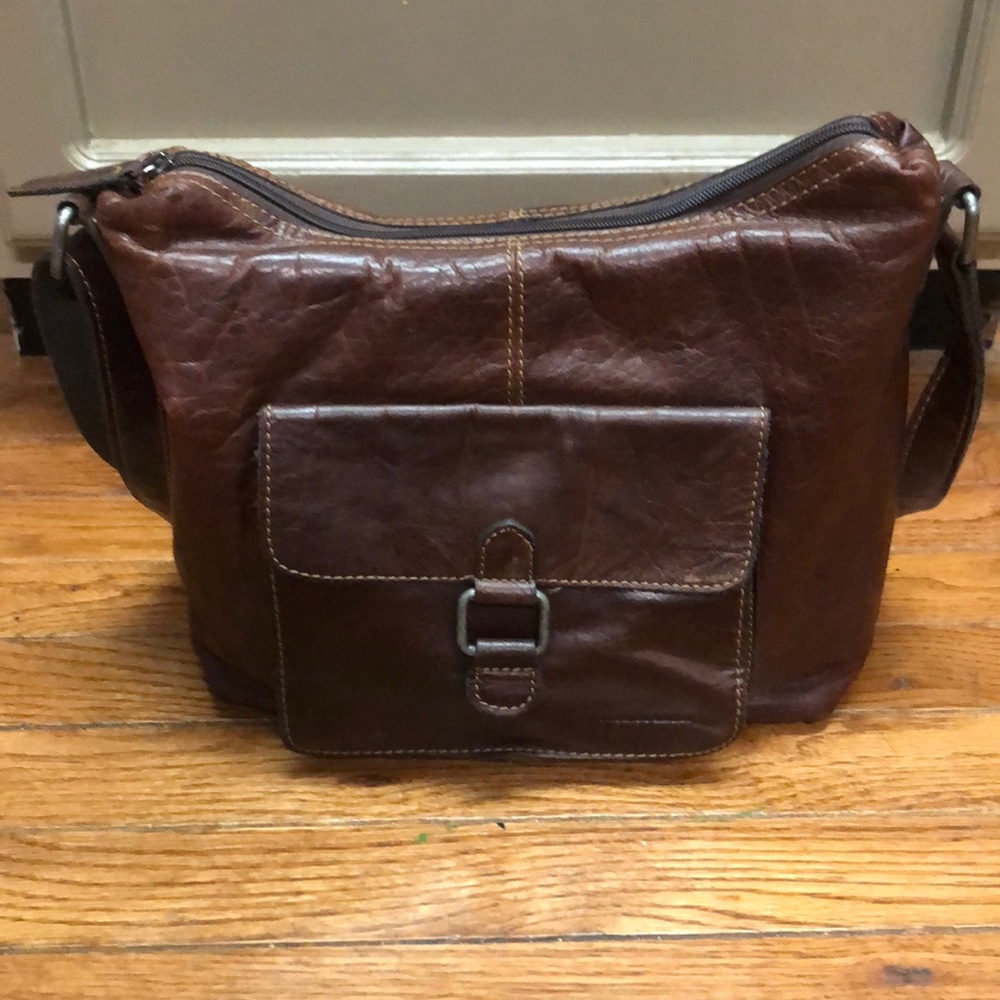 Jack Georges Dark Brown Leather Shoulder Bag